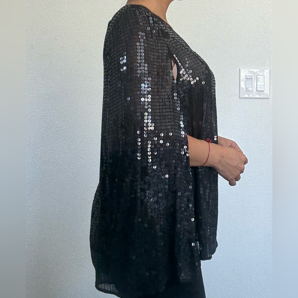 DKNY Black Sequin Women's elegant cape blazer - Picture 11 of 13